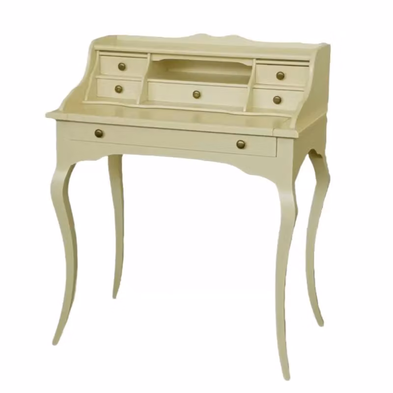 Scrivania classica con piano estraibile in legno beige e bianco Mobili 2G L: 78 cm, P: 50 cm, H: 95 cm