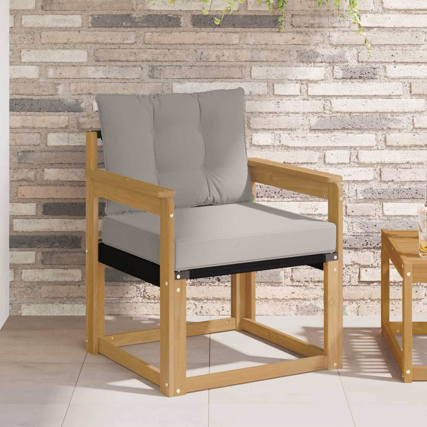 vidaXL Divano da esterno moderno in legno di acacia massello e textilene bianco