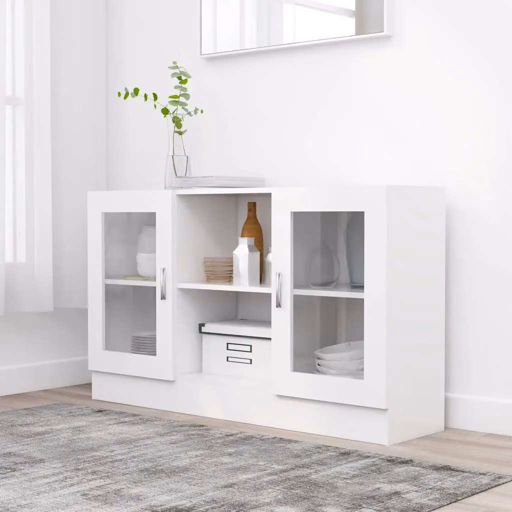 Armadietto con vetrina vidaXL bianco in legno e vetro, L 120 cm x P 30,5 cm x H 70 cm