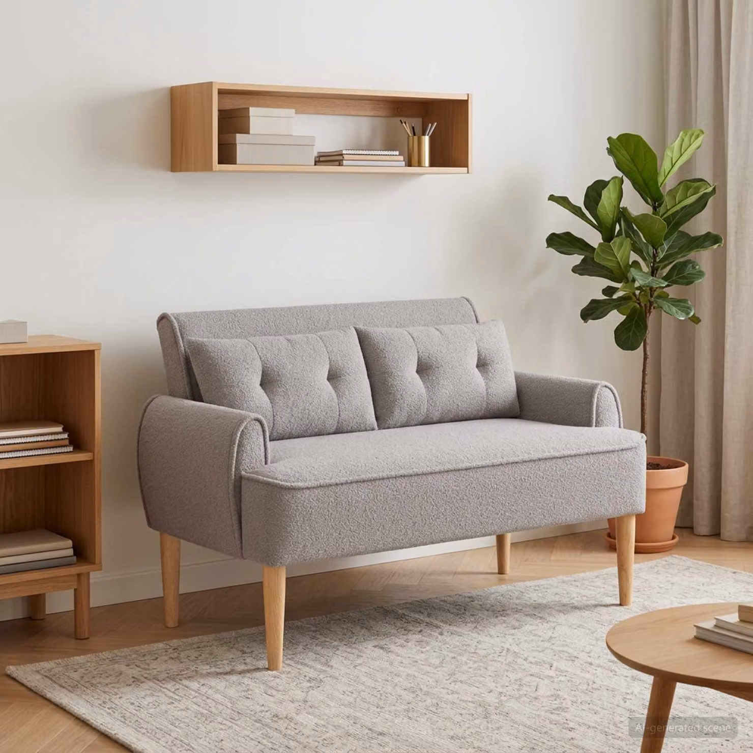 vidaXL Loveseat moderno in tessuto grigio con cuscini inclusi L: 117 cm, P: 67 cm, H: 77 cm
