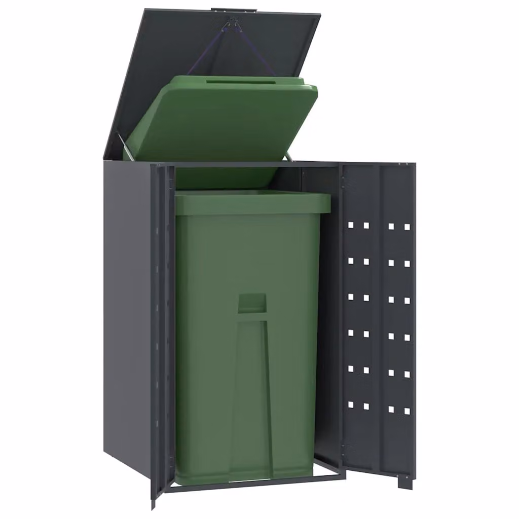 vidaXL Contenitore per Bidoni della Spazzatura Singolo in Acciaio Antracite H: 117 cm, L: 69 cm, P: 79 cm