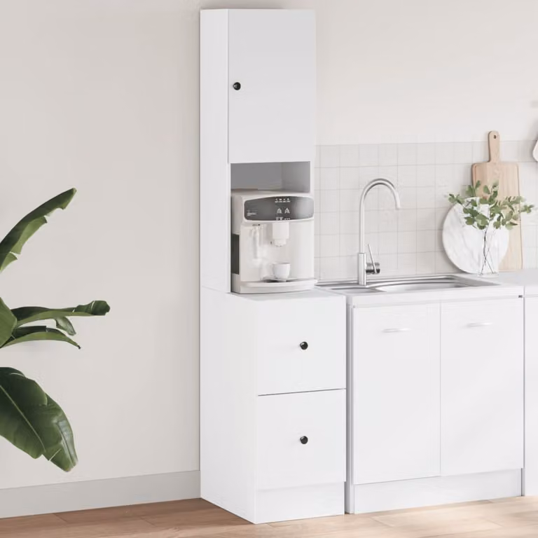 Mobile da cucina moderno vidaXL bianco con ante a battente e ripiani interni L/P/H: 35 x 50 x 180 cm