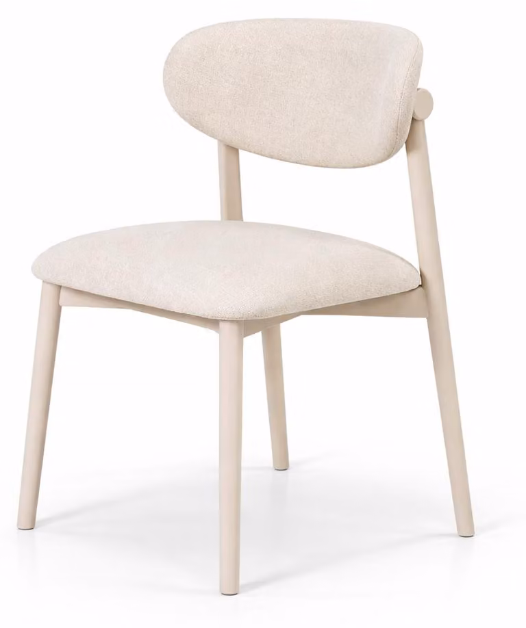 Sedia da pranzo beige - Sedia imbottita esclusiva con struttura in legno - Sedia