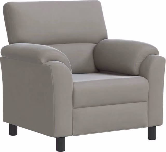Divano moderno vidaXL in velluto grigio con struttura in metallo e coperture rimovibili L/P/H: 94 x 85 x 93 cm