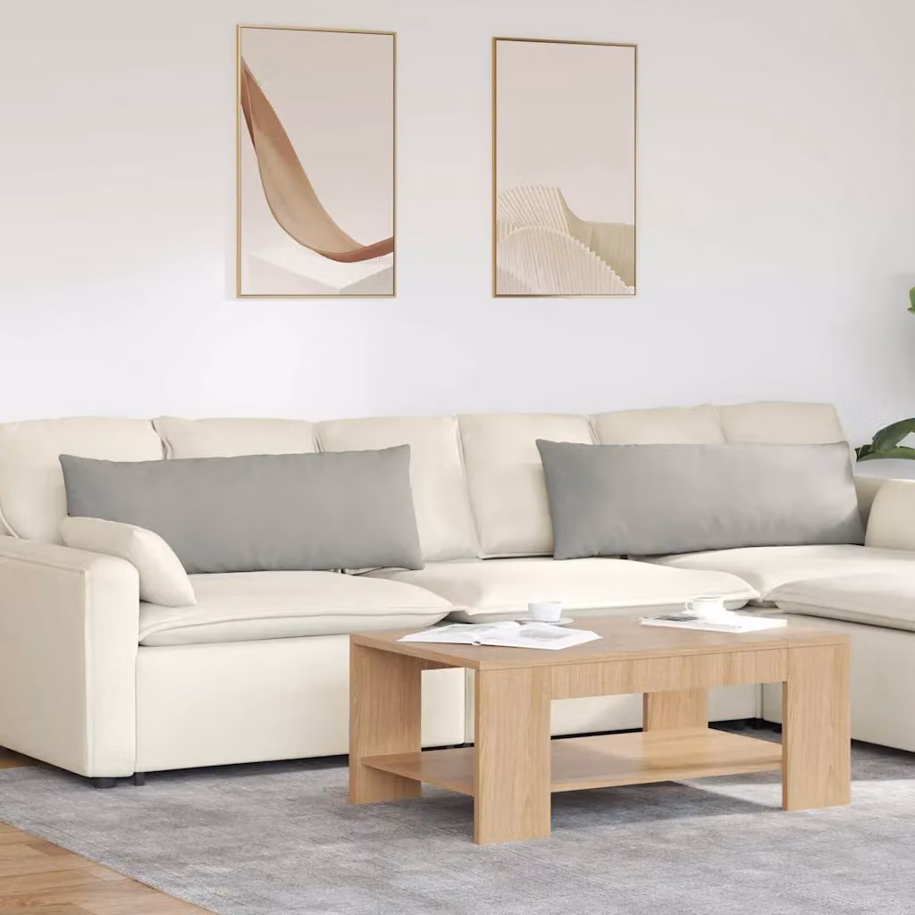 Set di 2 cuscini da divano vidaXL in tessuto grigio, L 120 cm x P 40 cm x H 40 cm