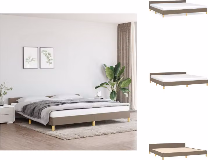 vidaXL Struttura letto con testiera in tessuto taupe 200x200 cm - Letti e strutture letto