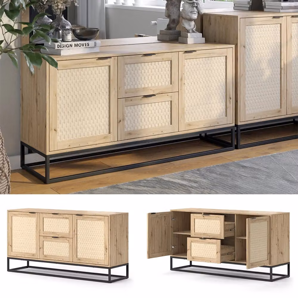 Credenza Vicco Natal Marrone con 2 porte e 2 cassetti, L: 140 cm, H: 72.5 cm – 2