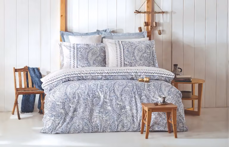 L'Essentiel Linge de Maison, Adal- PRL2417, blu, bianco, copriletti, 100% cotone rinforzato