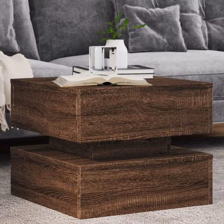 vidaXL Tavolino da Salotto Moderno in Legno Rovere Marrone L/P/H: 50 x 50 x 40 cm