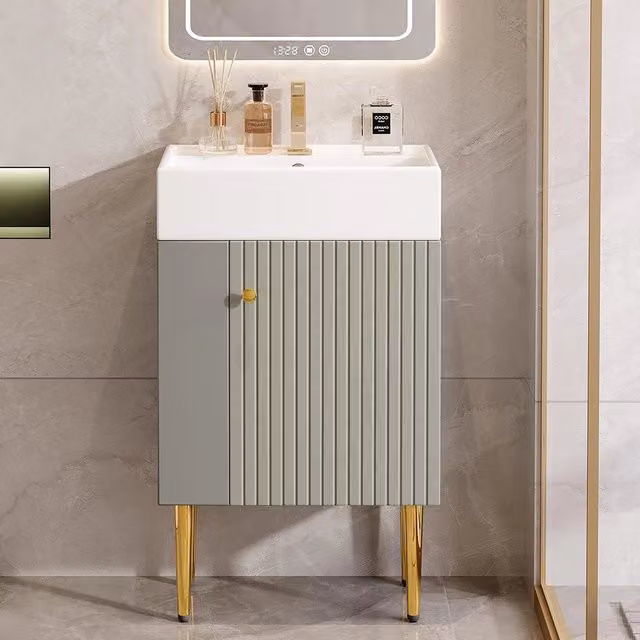Mobile bagno con lavabo - Xylo - 55 cm grigio chiaro per ospiti
