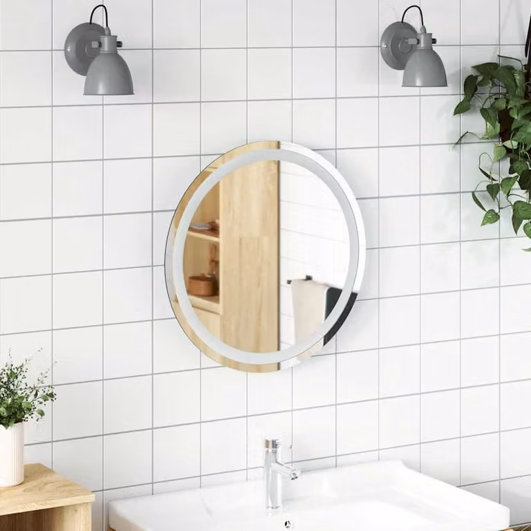 Specchio da bagno rotondo con LED vidaXL, colore argento, Diametro: 50 cm