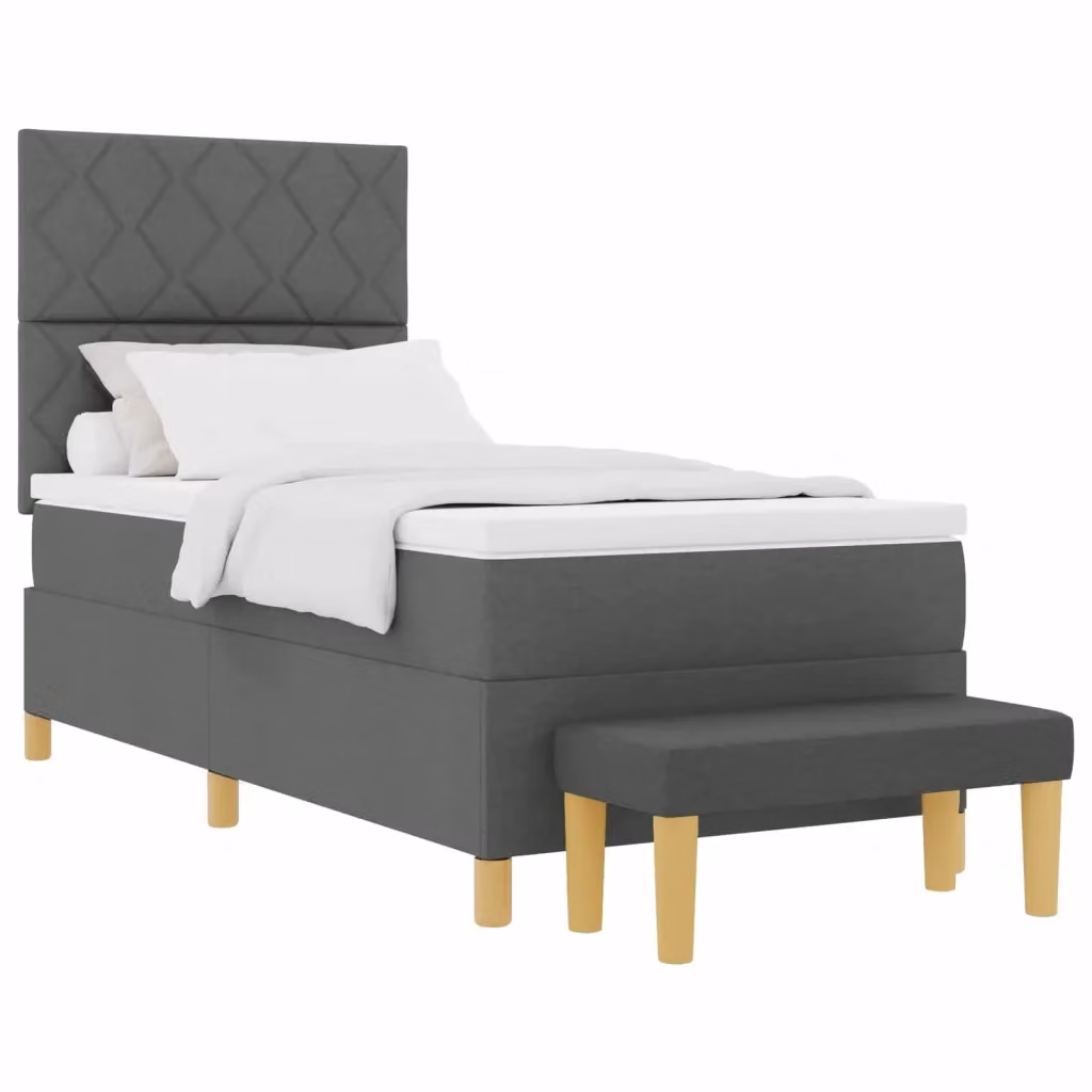 Letto a molle con testiera vidaXL in tessuto grigio L: 90 cm, P: 200 cm, H: 128 cm – 2