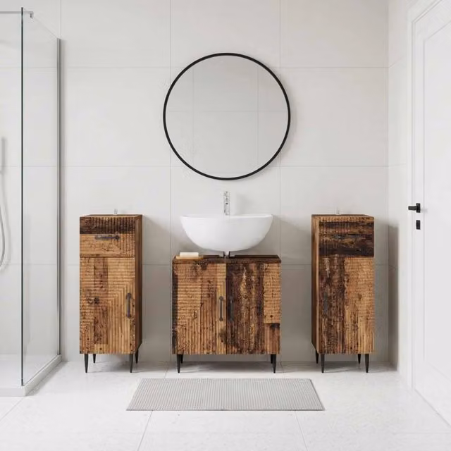 Set di armadietti da bagno in 3 pezzi HAARLEM Legno antico 3418024