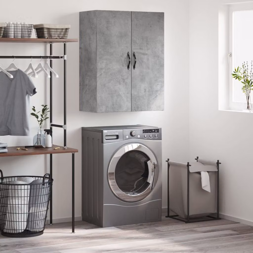 Mobile a parete vidaXL in stile moderno, colore grigio cemento, L: 69,5 cm, P: 34 cm, H: 90 cm