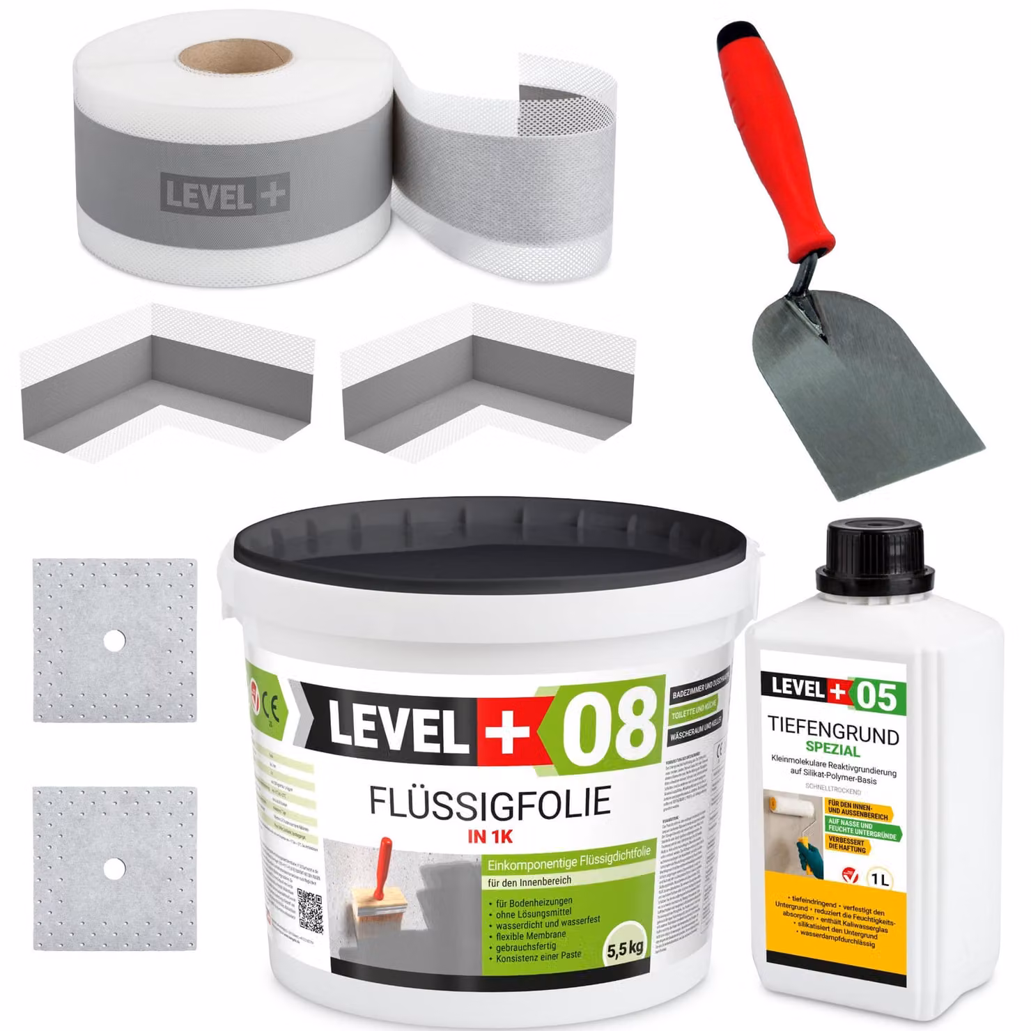 Set di sigillatura pellicola liquida 5,5 kg primer profondo spatola doccia bagno nastro sigillante SET15