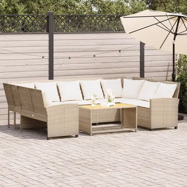 Divano da Giardino con Cuscini in Polyrattan Beige 3365332
