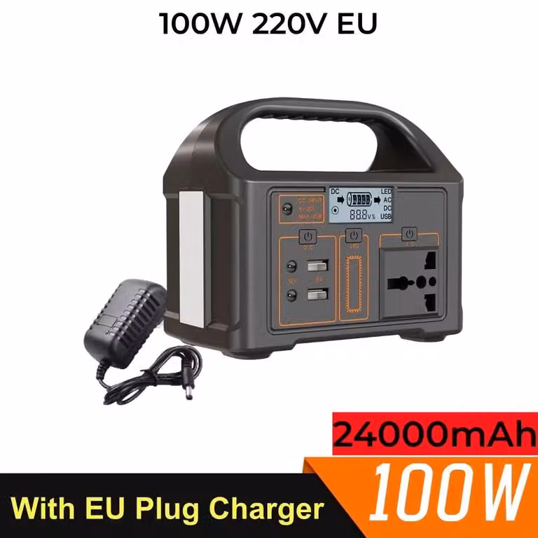 Centralina solare portatile - Sistema di accumulo di energia - Batteria LiFePO4 - 460 Wh - 100 W - 220 V - Onda sinusoidale pura - Spina europea