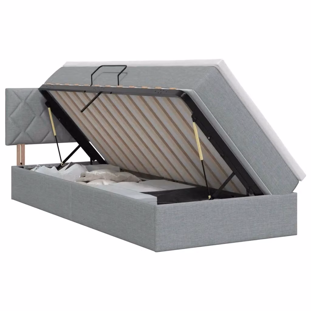 Letto con contenitore e materasso ibrido vidaXL in stile moderno, Grigio e Bianco, L/P/H: 200 x 100 x 88 cm – 2