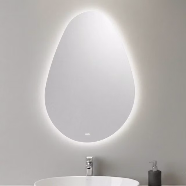 Specchio da bagno ovale con retroilluminazione LED e pellicola anti rottura, L: 61 cm, H: 83 cm