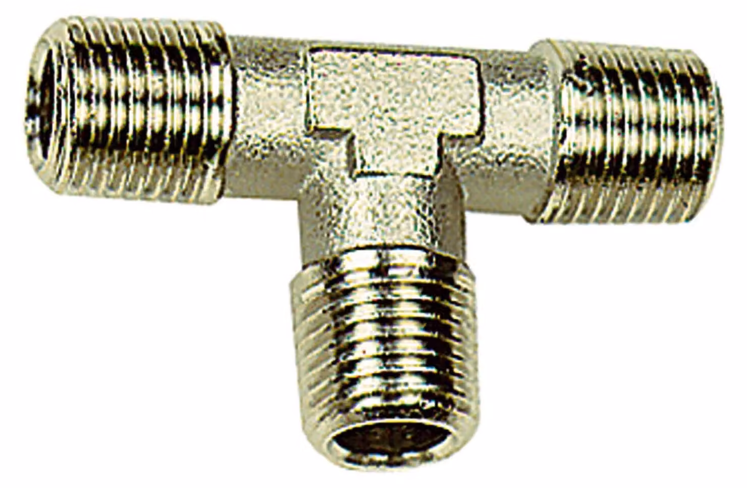 Raccordo a T Riegler, esterno/esterno/esterno, R 3/4, SW 25, ottone nichelato