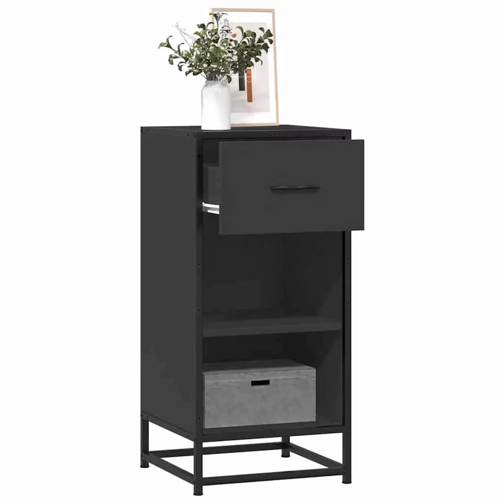 Credenza stile industrial vidaXL in metallo e MDF nero, L 35,5 cm x P 35 cm x H 76 cm