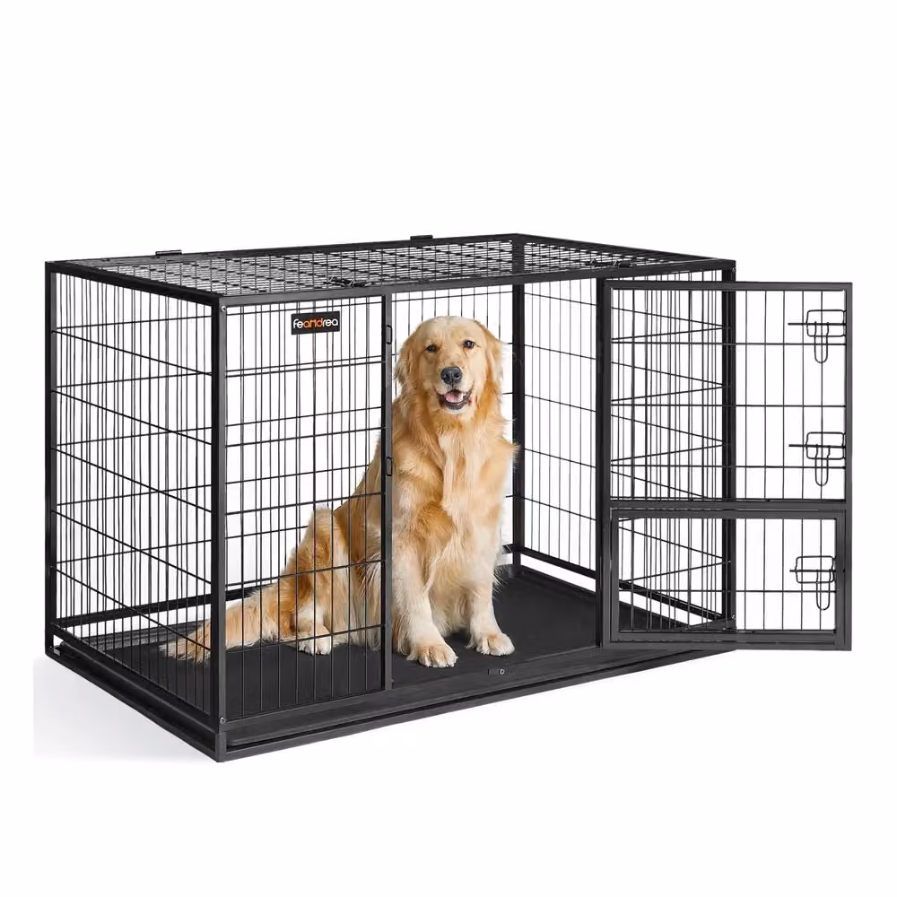 Gabbia per Cani di Taglia Media e Grande Doppia Porta Rimovibile, Nero Inchiostro / XXL (122L x 75,5l x 80,5H cm)