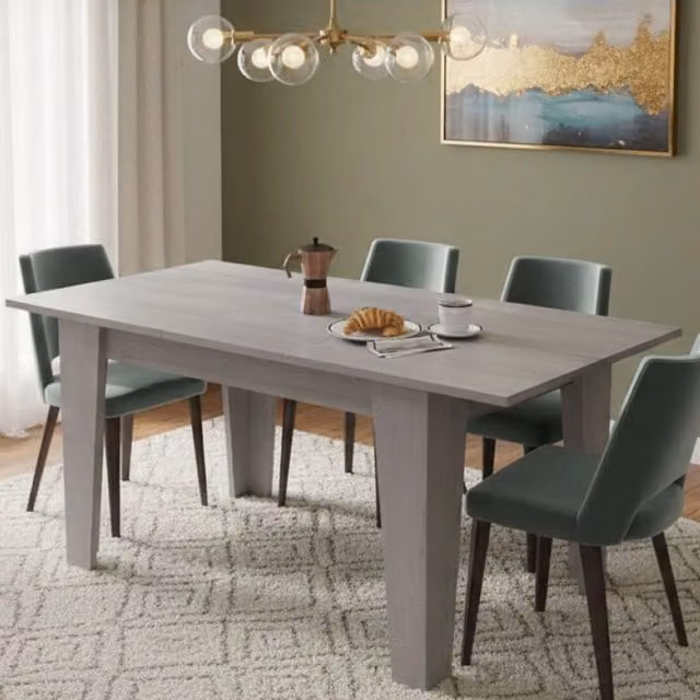 Tavolo da pranzo allungabile DMORA Pizzoli rettangolare in grigio, L: 160 cm, P: 80 cm, H: 78 cm – 1