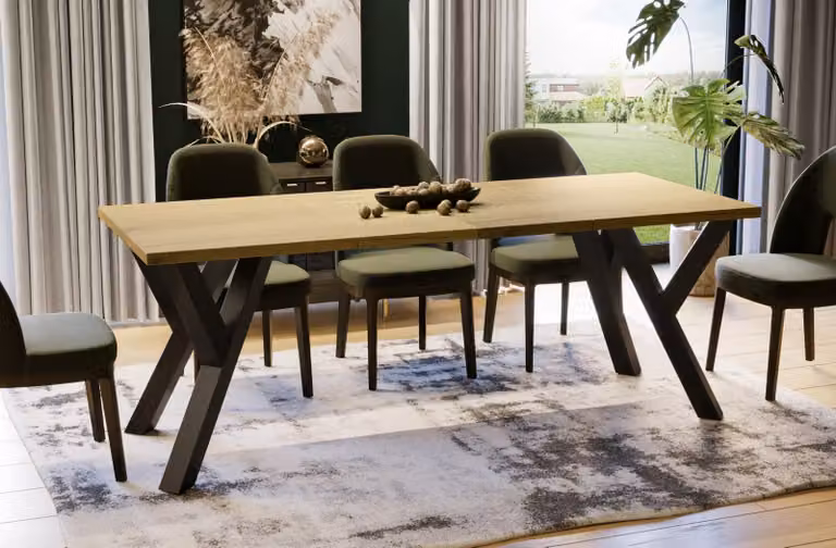 Tavolo da pranzo Endo-Möbel Pier 130cm - 210cm tavolo da cucina allungabile con struttura in metallo (rovere naturale)