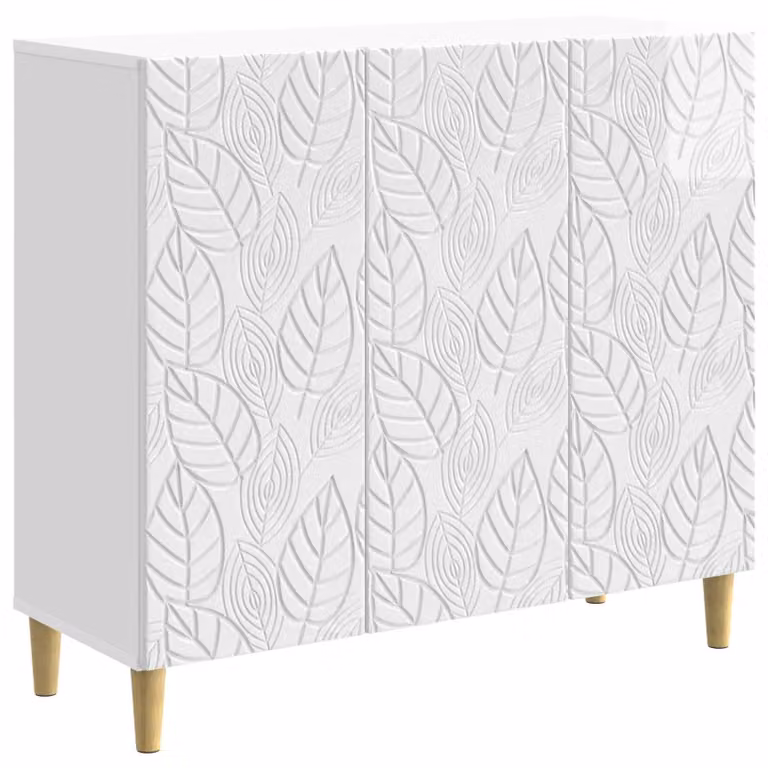 Credenza Bianco Lucido 89 x 34,5 x 80 cm Legno ingegnerizzato