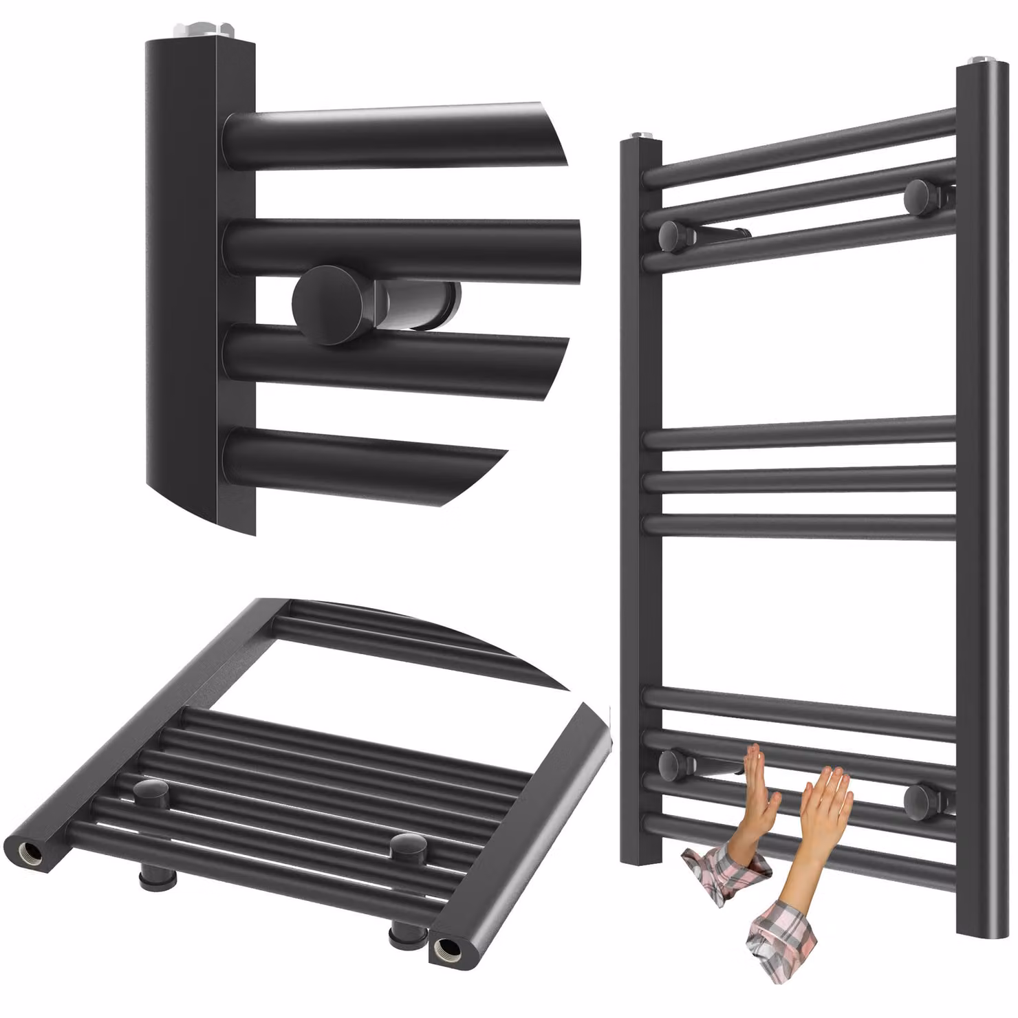 Granitan - Radiatore da bagno - Scaldasalviette - 50x70 cm - Nero - Scaldasalviette - BRENO