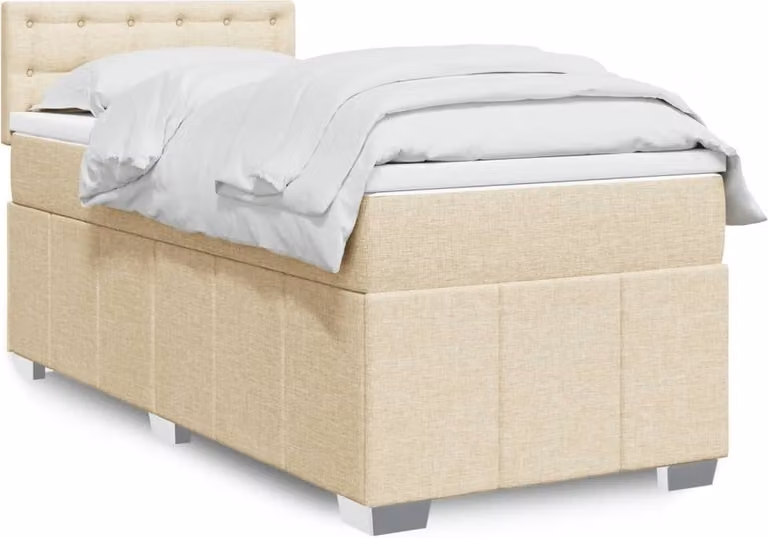 Maison Exclusive - Letto boxspring con materasso Crema 90x200 cm Tessuto