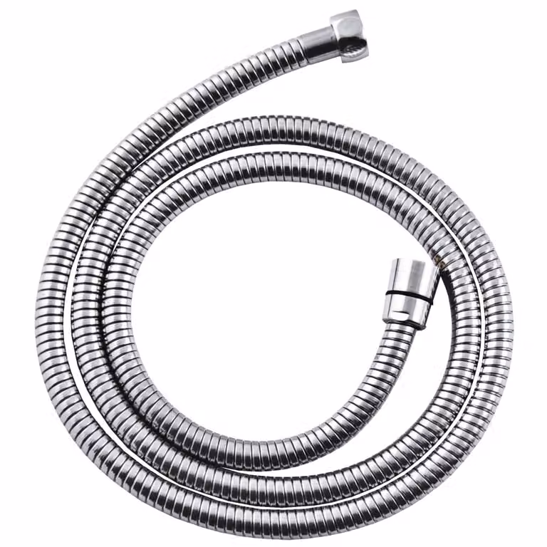 Tubo Flessibile Da Doccia Cromato 175 Cm, Estensibile, Conico, Doppio Raccordo - H/Aw-22-175