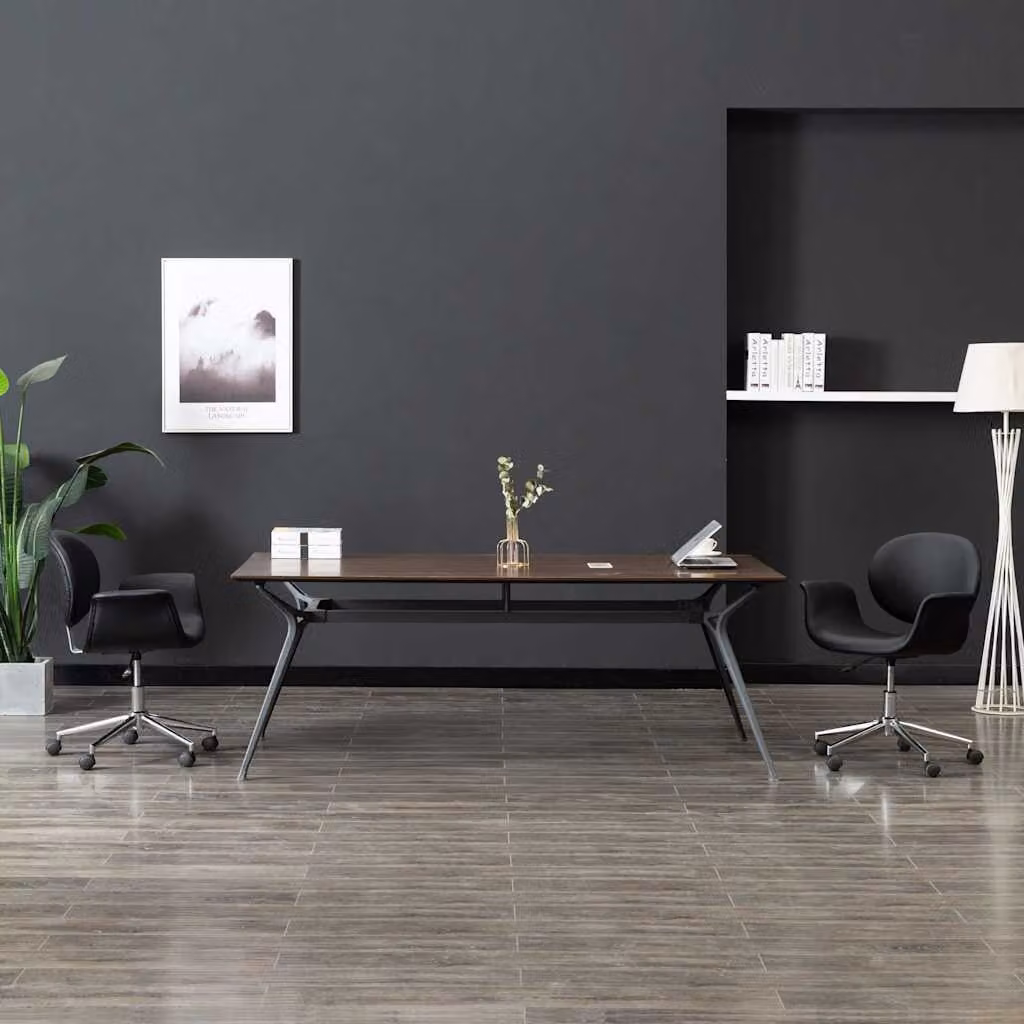 Sedia da ufficio girevole vidaXL in similpelle nera con ruote per casa e ufficio