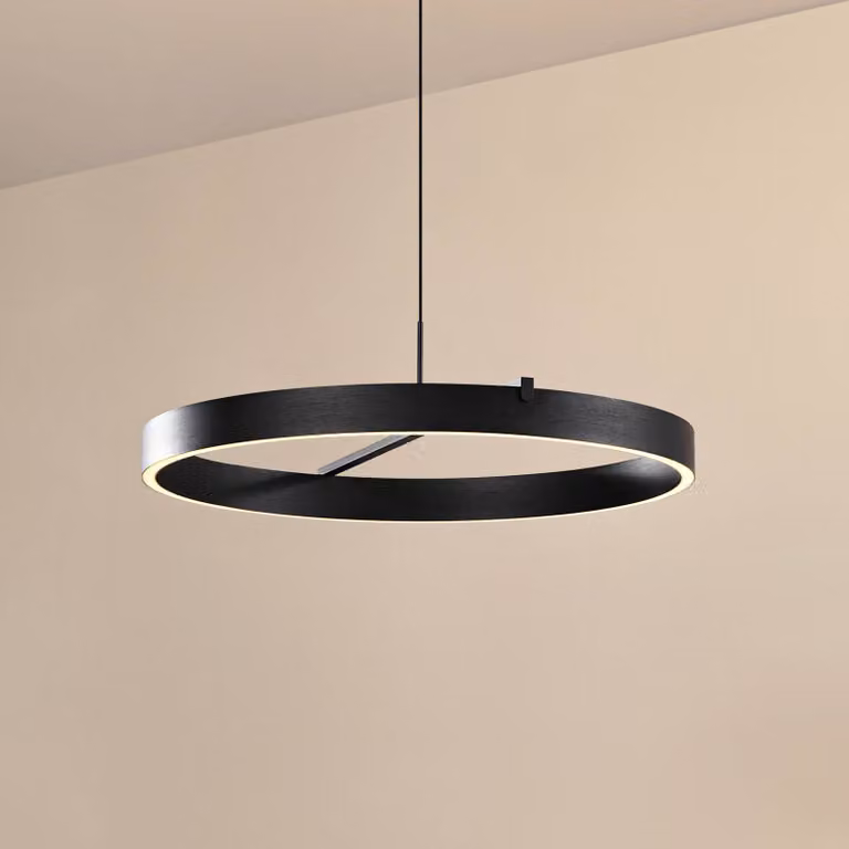 Lucande Lampada a sospensione LED Rovan, Ø 60 cm, nera, CCT, dimmerabile Rovan Lucande,, Nero, Soggiorno / Sala da pranzo, Metallo, Moderno