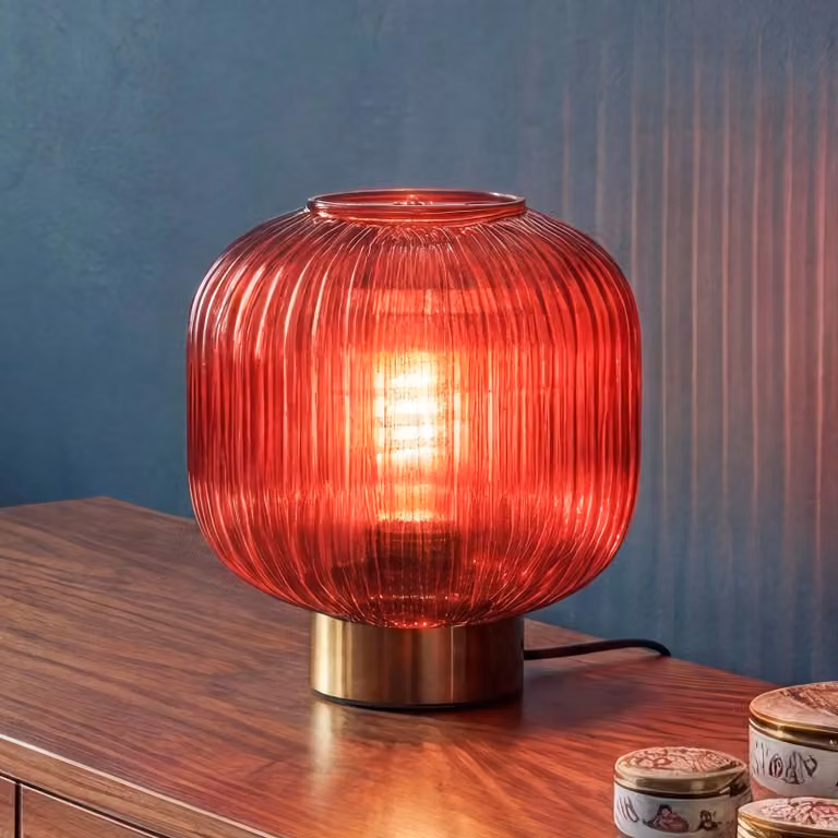 OSRAM Lampada da tavolo Decor Groovie, Rosso, Soggiorno / Sala da pranzo, Vetro, Vintage, Lampada da tavolo