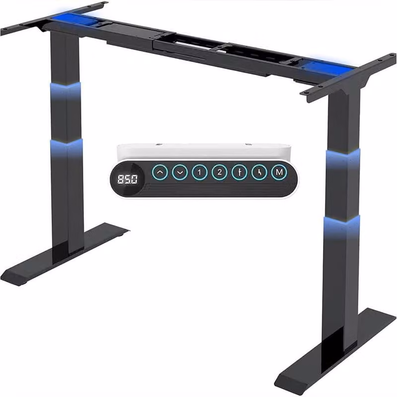 Tavolo regolabile in altezza E6B-EU2, portata 160 kg, senza piano, nero