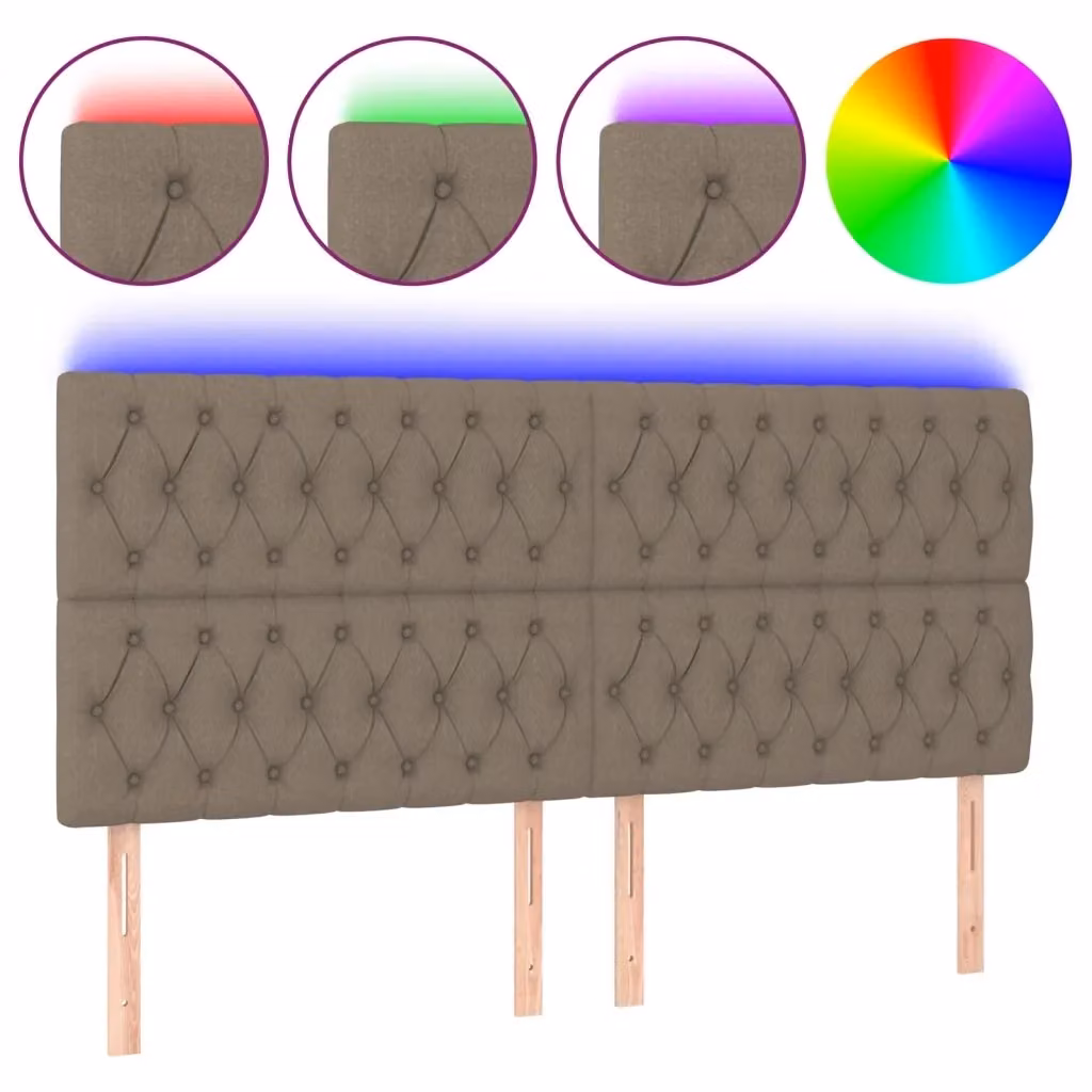 Testiera per letto con illuminazione LED e porta USB vidaXL in tessuto beige L: 180 cm, P: 7 cm, H: 118-128 cm – 2