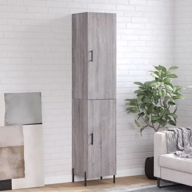 Credenza Buffet Armadio da Cucina Design Mania Grigio con Ante a Battente e Ripiani Interni L/P/H: 34,5 x 34 x 180 cm – 1