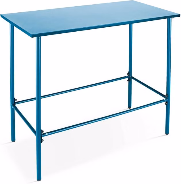 Oviala - Tavolo alto da pranzo in metallo blu pacifico da 120 cm