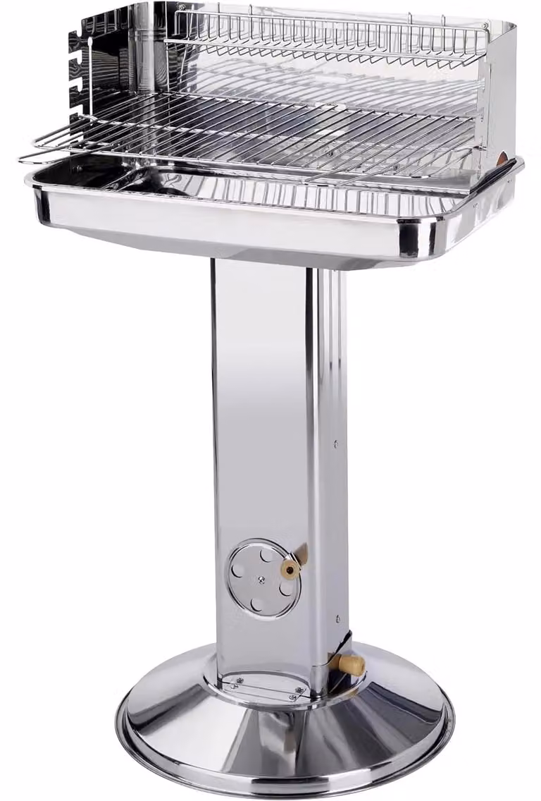 Griglia per carbone in acciaio inossidabile - Griglia a colonna, modello a imbuto - Griglia con 5 livelli di altezza regolabili - Ideale per campeggio, giardino, spiaggia, feste - Cromata - Colore: Tipo 1