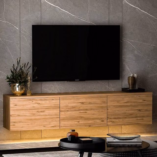 Mobile porta TV Marazzi con 3 vani in legno rovere marrone, L 160 x P 32 x H 35 cm