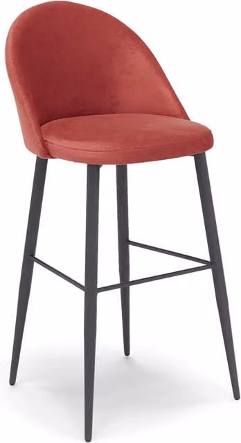 Sgabello Imbottito LOLA Redokasa Rosso con Gambe in Metallo e Rivestimento in Velluto Idrorepellente, Altezza: 63 cm