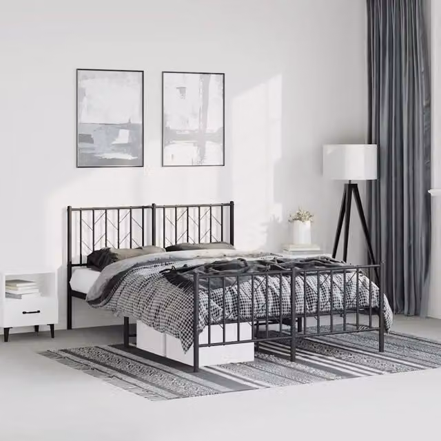 Giroletto con testiera e pediera in metallo nero vidaXL L: 198 cm, P: 207 cm, H: 90 cm