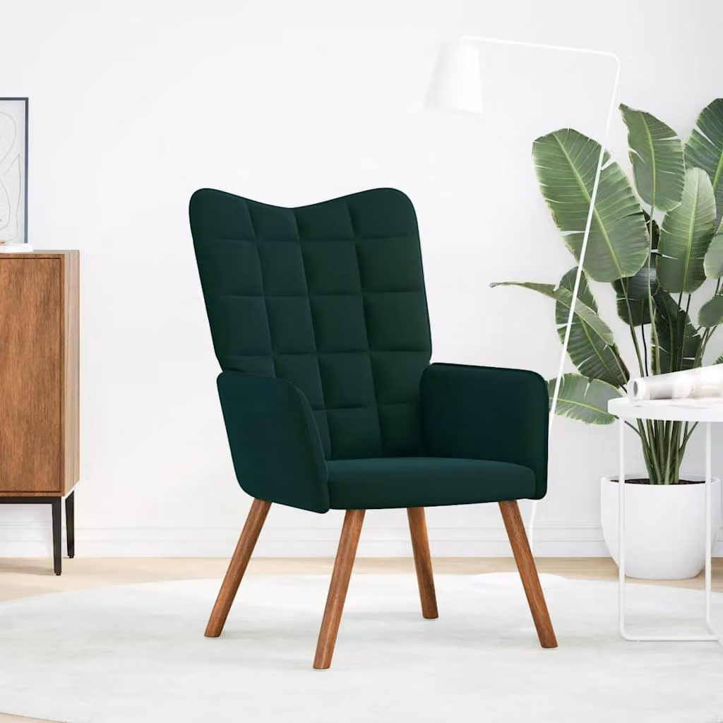 vidaXL Sedia Relax Verde Scuro in Velluto