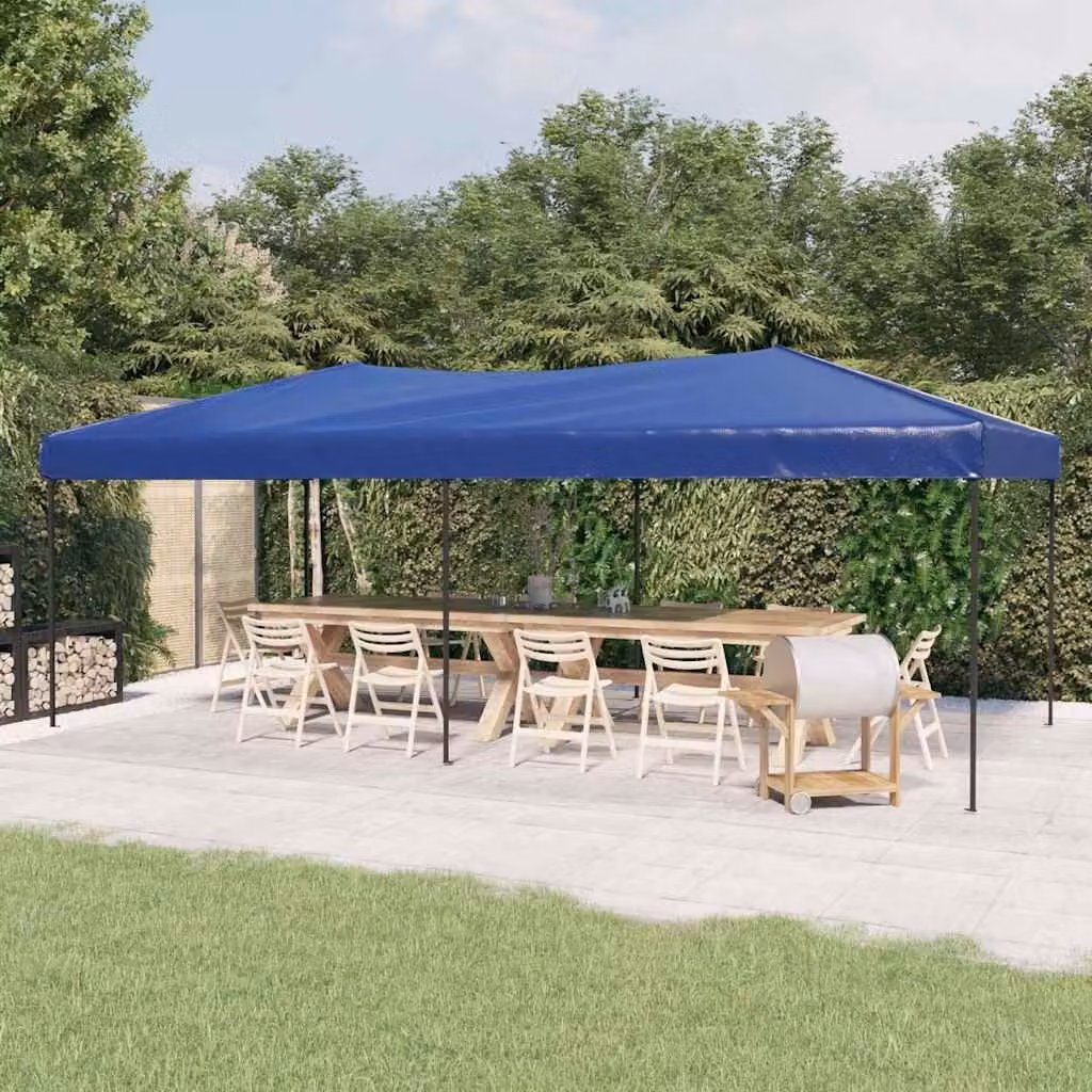 vidaXL Tenda per Feste Pieghevole Blu in Acciaio e Poliestere L: 6 m, P: 3 m, H: 2,45 m – 1