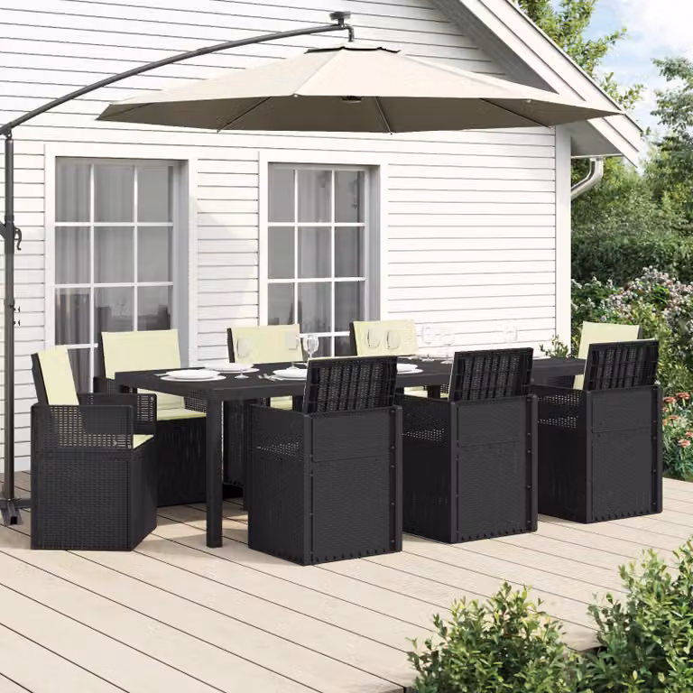 Set da pranzo per giardino e terrazza vidaXL in plastica 9 pz Antracite e Beige