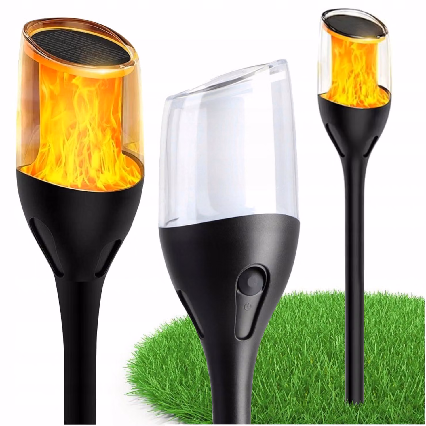 Palo da giardino a LED solare con effetto fiamma e sensore crepuscolare Ecolight EC20112