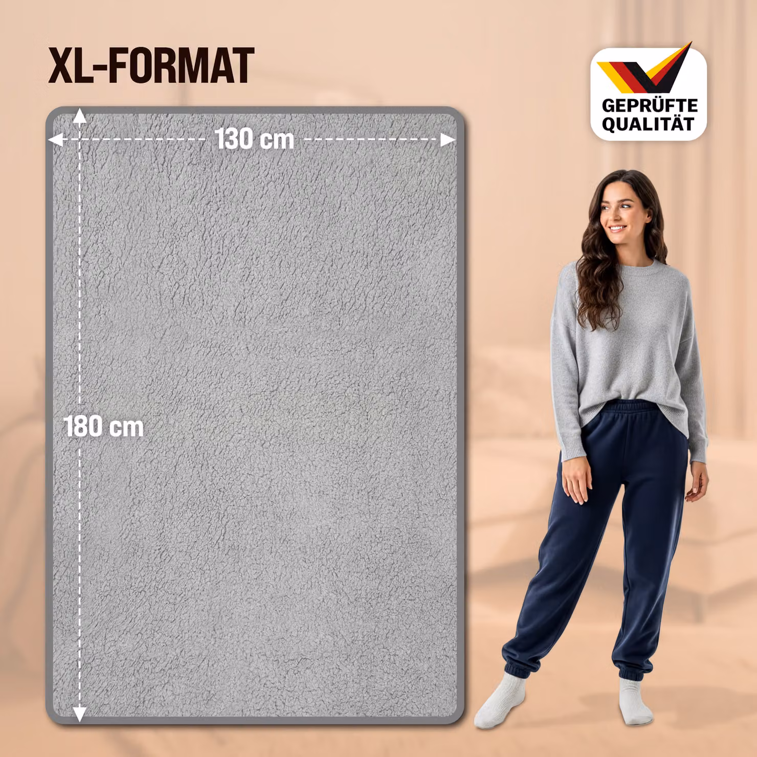 Coperta elettrica Monzana in pile grigio L: 180 cm, P: 130 cm – 3