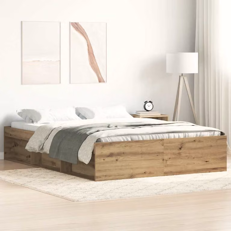 vidaXL Giroletto in legno di pino marrone con doghe fisse, L/P/H: 200 x 140 x 35 cm