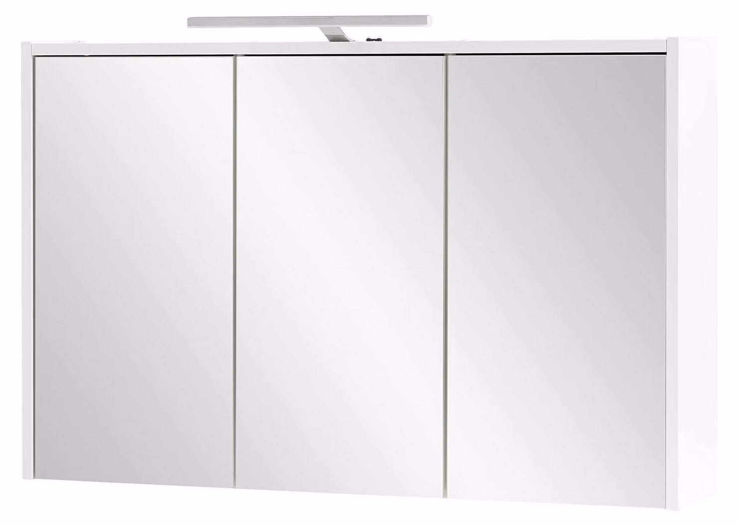 Specchio a muro, 93,5 cm, 6 ante, 6 ripiani in vetro, bianco
